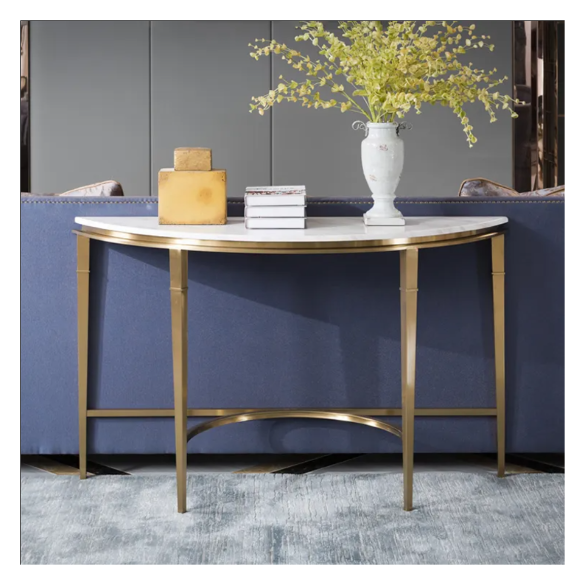 Halfmoon Marble Console Side Table